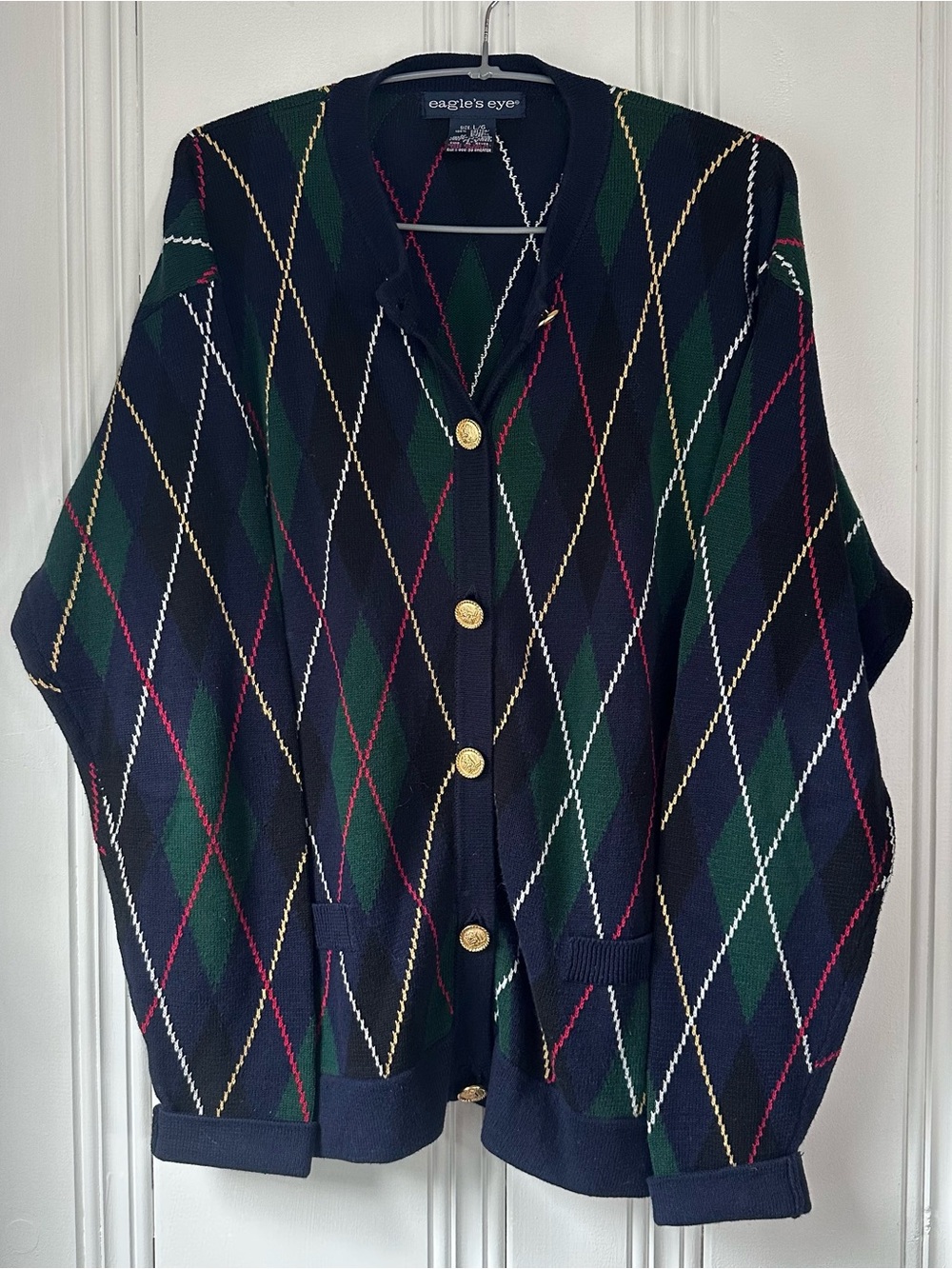 Vintage Argyle Button-Front Women’s Cardigan Sweater by Eagle’s Eye